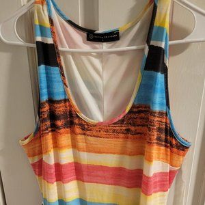 Fashion to Figure Summer Multi-Color Striped Maxi Dress Size 1